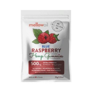 Mellow Oil All Natural EXTRA Strength Hemp Gummies Blue Raspberry